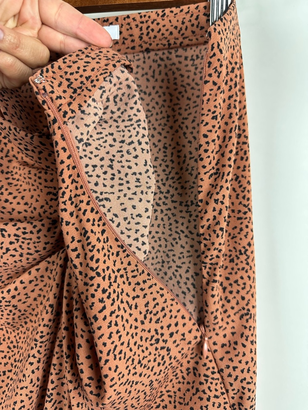 Nine West Ruched Animal Print Front Midi Skirt Brown Black Print Draped Feminine - Picture 11 of 12